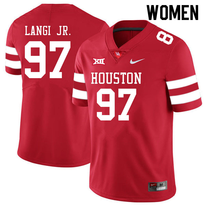 Women #97 Amipeleasi Langi Jr. Houston Cougars College Big 12 Conference Football Jerseys Sale-Red